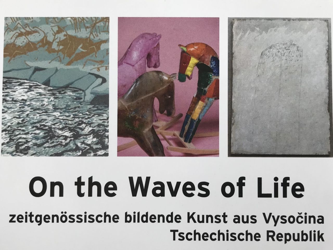 Ausschnitt aus dem Flyer zur Ausstellung "On the Waves of Life" (© Amt der NÖ Landesregierung, Abteilung Kunst und Kultur)